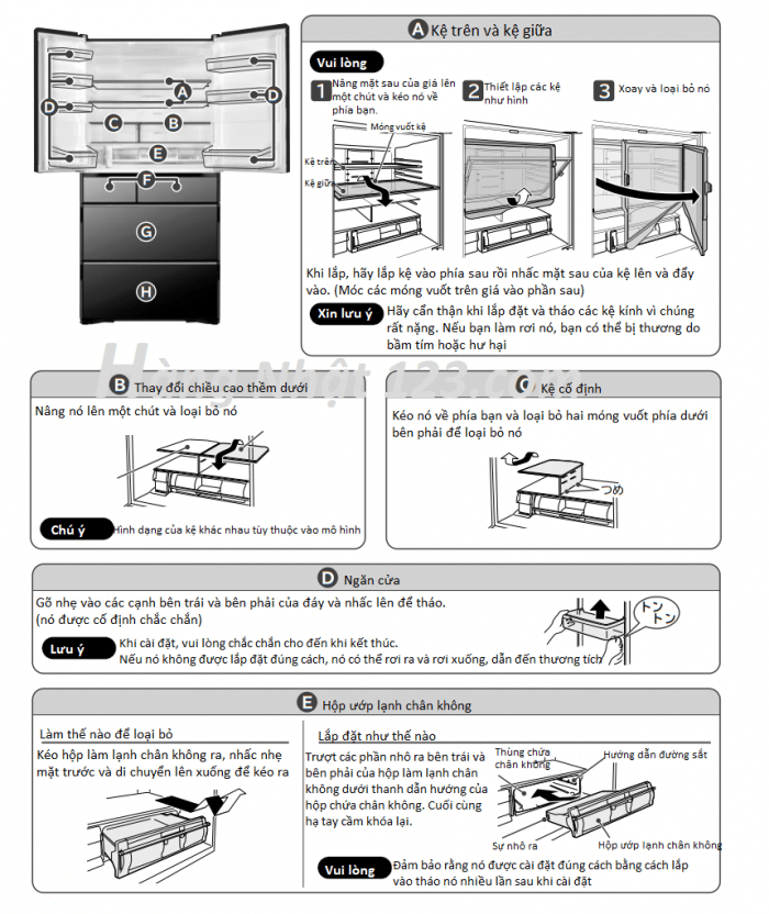 Hướng dẫn sử dụng tủ lạnh Hitachi R-WXC74S Hướng dẫn sử dụng tủ lạnh Hitachi R-WXC74S