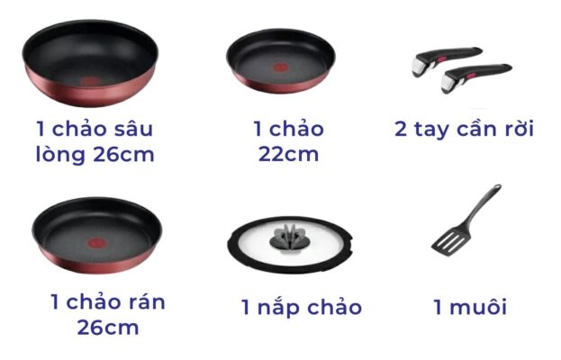 T-Fal L77790 Ingenio IH 7 món tay cầm rời