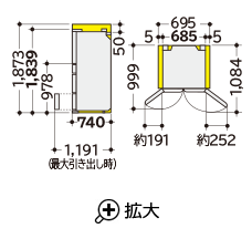 Tủ lạnh Hitachi R-HXC62V-H dung tích 617 lít