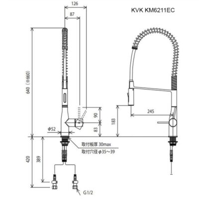 Vòi rửa bát KVK KM6211EC kéo đầu vòi