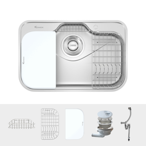Chậu rửa bát 1 hố Konox Tari 7851SR 1 ray trượt - Ảnh 2