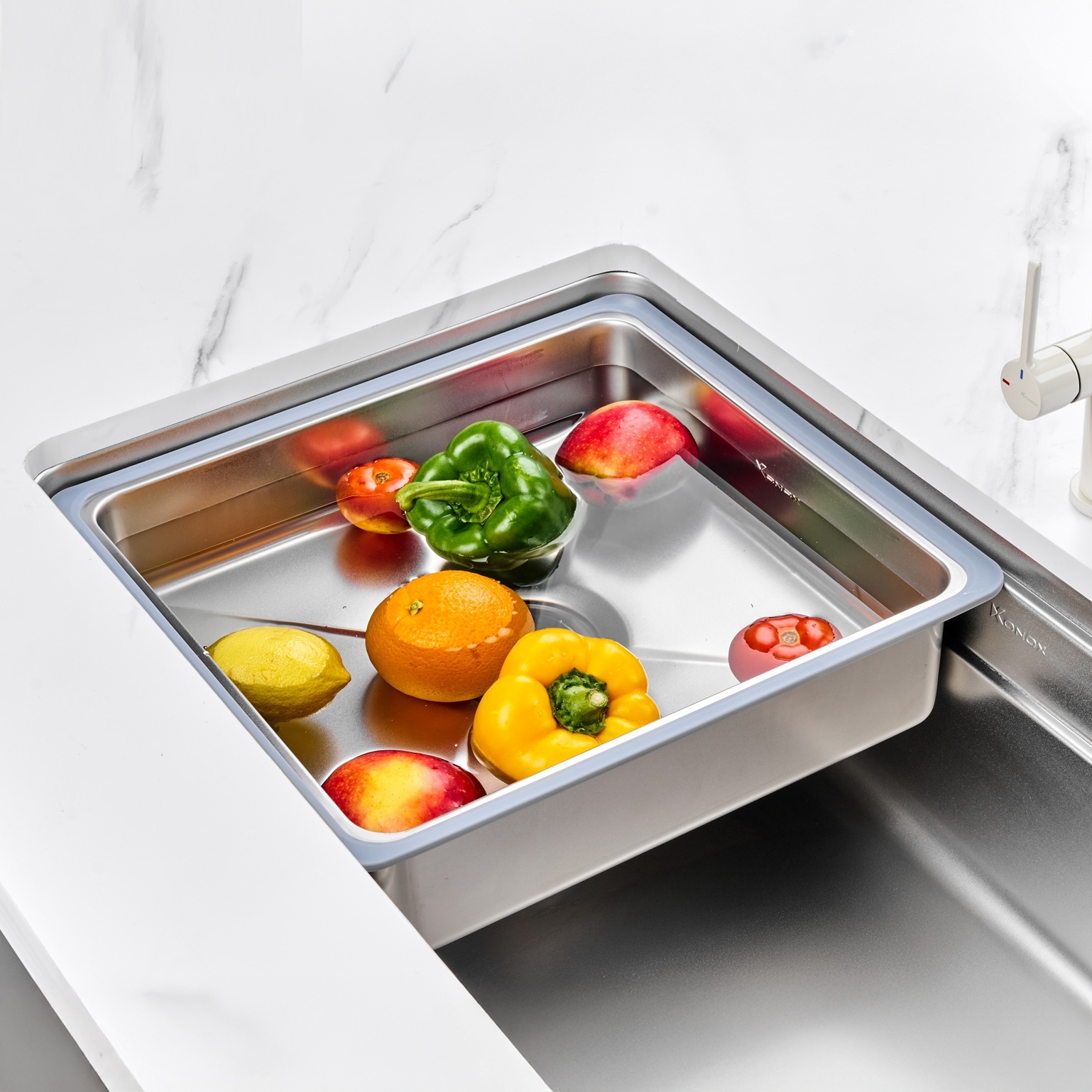 Chậu rửa bát 1 hố Konox Tari 780SM 2 ray trượt - Ảnh 5